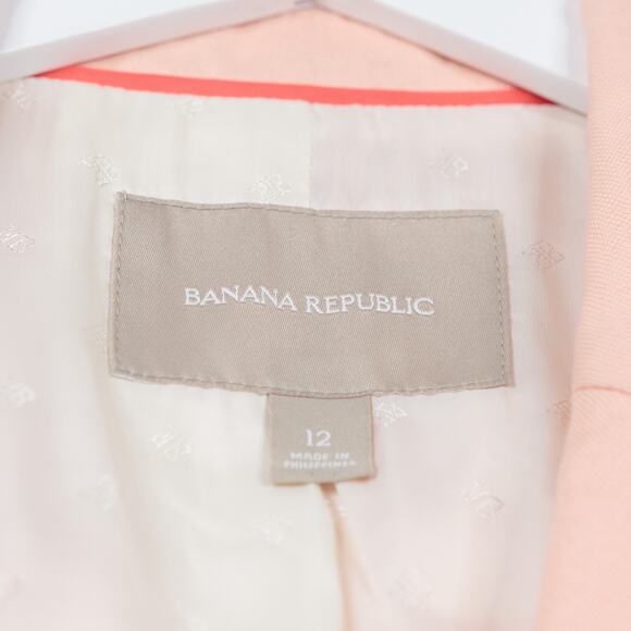 BANANA REPUBLIC‎ Linen Cotton Summer Jacket Corpcore Office Perfect Peach Sz 12 - Picture 10 of 11